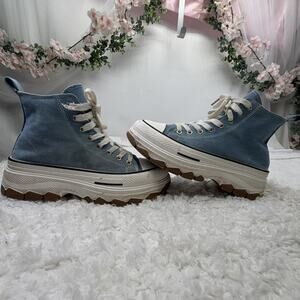 Loee Reach High Top Size 8.5 Royal Blue/White Thick Bottom Canvas Shoes Women's